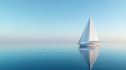 A serene sailboat gliding through calm blue waters under a clear sky.