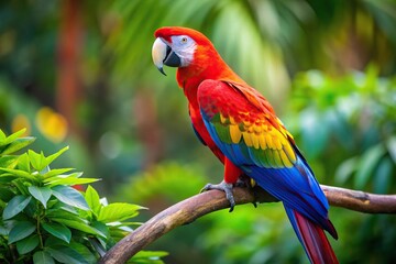 Obraz premium Colorful scarlet macaw perched on a branch