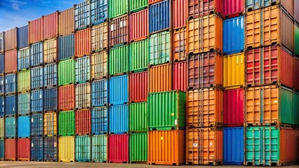 Fototapeta premium Colorful shipping containers at a port for advertising and background.