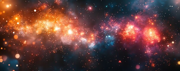 A breathtaking display of fireworks in the night sky, bright bursts of color creating a cheerful, festive atmosphere