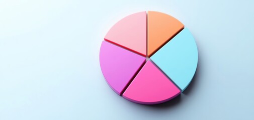 Obraz premium Colorful pie chart model on a light background.