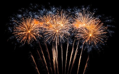 Spectacular fireworks lighting the night sky, joyful explosions of color and sparkle for New Years Eve or holiday celebrations