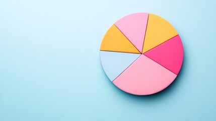 Obraz premium Colorful pie chart on a blue background, visually appealing design concept.