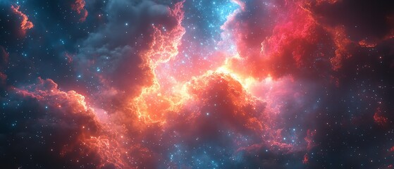 Obraz premium A breathtaking display of fireworks in the night sky, bright bursts of color creating a cheerful, festive atmosphere