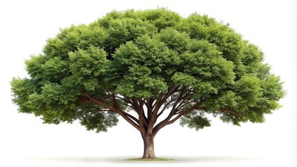 Tree isolated die cut on white background with clipping path aerial view