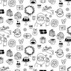 Hand drawing christmast natal doodle vector illustration seamless pattern background