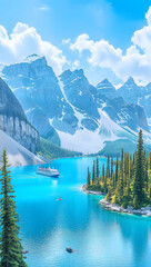 The lake is surrounded by green hills and small villages