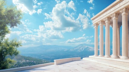 Fototapeta premium This ancient temple highlights Greek architectural brilliance, showcasing the precision and craftsmanship of a bygone era.