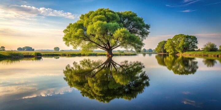 Tree reflection in the surface of a river