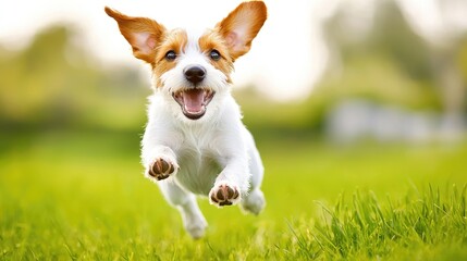 Joyful Dog Running Playfully in Nature