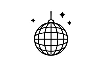
Disco ball icon, Disco ball with stars icon vector