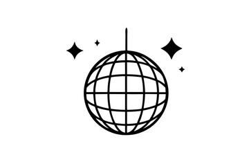 
Disco ball icon, Disco ball with stars icon vector