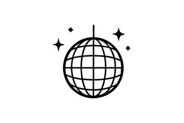 
Disco ball icon, Disco ball with stars icon vector