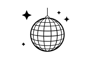
Disco ball icon, Disco ball with stars icon vector