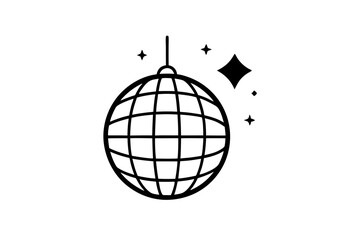 
Disco ball icon, Disco ball with stars icon vector