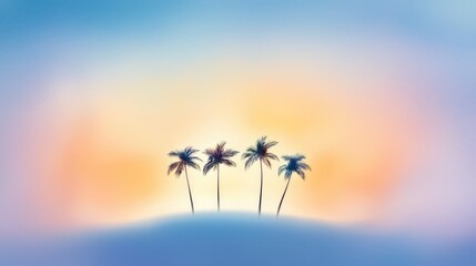 Obraz premium Serene Tropical Island Scene with Palm Trees at Sunset