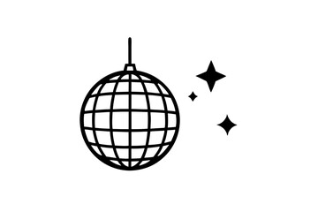 
Disco ball icon, Disco ball with stars icon vector