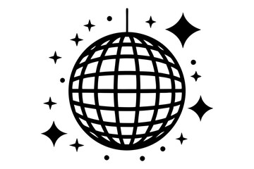 
Disco ball icon, Disco ball with stars icon vector