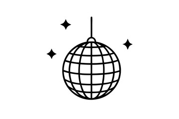 
Disco ball icon, Disco ball with stars icon vector