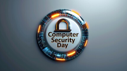 Futuristic Digital Security Concept with Lock Icon for Computer Security Day