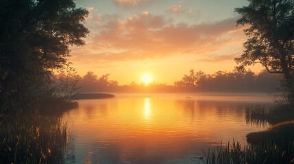 Fototapeta premium Peaceful Sunrise: New Beginnings for 2025