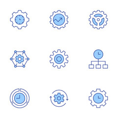 Manager icons set. Line Duotone style, editable stroke. management, time management, time manager, arrows, work time