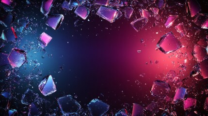 Shattered Glass Fragments with a Gradient Background