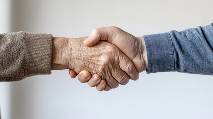 Elderly Friends Reconnecting Through Handshake