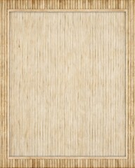 Textured beige paper with a simple wooden frame.