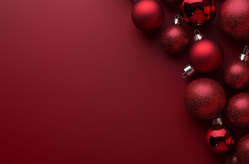 red christmas balls on red background, flatly 