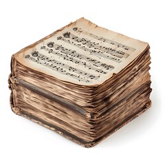 Naklejka premium Stack of aged musical scores with antique sheet music on vintage paper