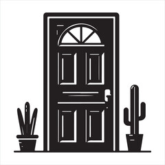 Door silhouette on white background