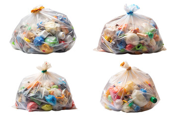 Set of plastic bag with trash png