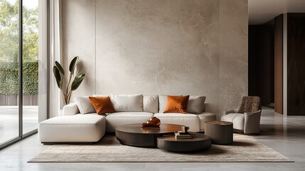 Elegant Living Room with Copy Space for Design Inspiration