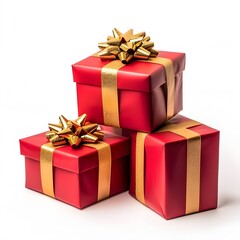 Fototapeta premium Elegant red gift boxes with golden ribbons: perfect for celebrations and holidays