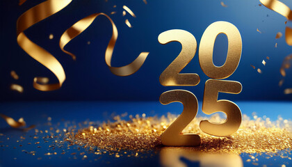 Elegant Design Featuring the Year 2025 With Intricate Details and Sparkling Elements