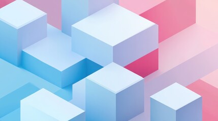 Obraz premium Abstract geometric background with blue and pink cubes.
