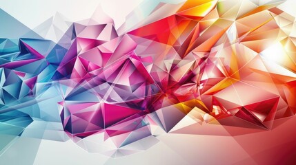 Abstract polygonal background with a burst of colorful facets