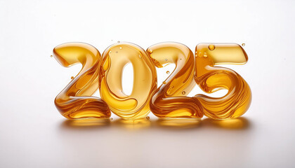 New Year 2025 numbers on a pastel liquid glitter background