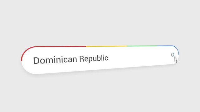 Typing Dominican Republic in Search Bar Animation | Close-Up Search Engine Interface | Web Search for Dominican Republic | Internet Browsing, Technology, and Digital Marketing Animation Video