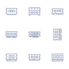 Ram memory icons set. Thin Line style, editable stroke. chip, ram, rammemory