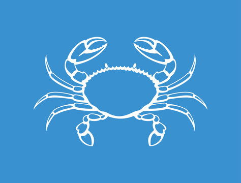 recommend clip art: Crab logo. Isolated crab on blue  background