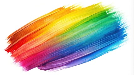 Colorful watercolor brush stroke on white background High Angle