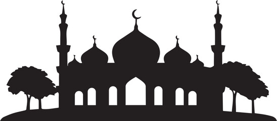 Fototapeta premium Stunning Silhouette of an Islamic Mosque for Ramadan Celebrations and Cultural Design