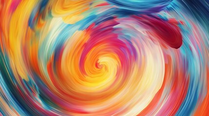 A swirling vortex of bright colors and geometric shapes, representing an abstract concept. Illustration