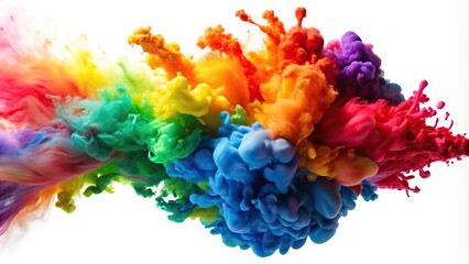 Paint blending in the air on white background