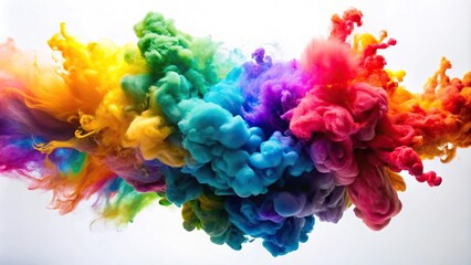 Paint mixing in the air against white background