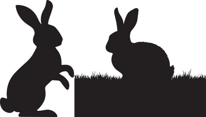 cute rabbit animals icon black silhouette vector art flat design