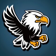 Obraz premium Bold illustration of a high school mascot eagle in an aggressive pose, perfect for sports teams, school logos, and digital branding projects