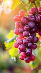 fresh grapes hanging on the vine